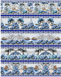 Tricoline digital Mar de Hortênsias (0,55cm x 1,50 de largura)