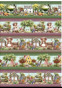 Tricoline digital Camponesas ao ar livre(0,55cm x 1,50 de largura)