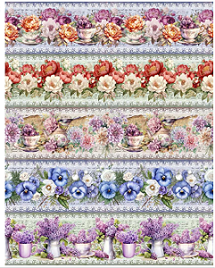 Tricoline digital Flores sortidas (0,55cm x 1,50 de largura)