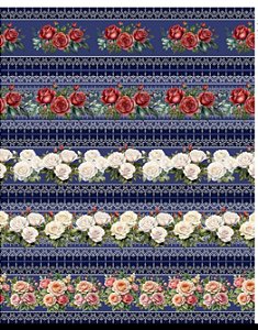 Tricoline digital Rosas Fundo Azul (0,55cm x 1,50 de largura)