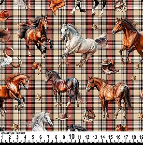 Tricoline digital Cavalos 1 corrido(0,55cm x 1,50 de largura)