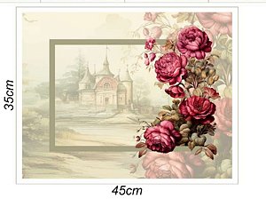 Jogo americano kit em tricoline Rosas (4 unidades)