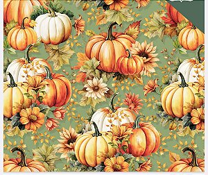 Tricoline digital Abóboras Vintage Compose (0,55cm x 1,50 de largura)