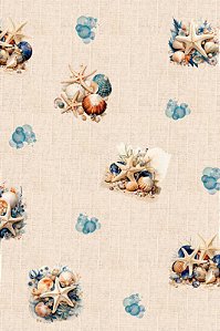 Tecido sacaria Especial Gourmet, Fundo do mar (50cm x 1,50)