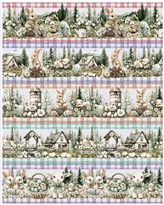 Tricoline digital Páscoa Coelhinhos 55x150cm