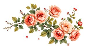Decalques para tecido DTF Rosas 1 (27cm x 12cm)