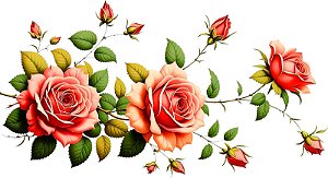 Decalques para tecido DTF Rosas 2 (27cm x 12cm)