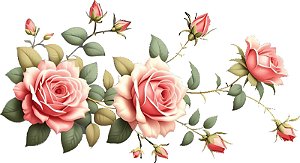 Decalques para tecido DTF Rosas 3 (27cm x 12cm)