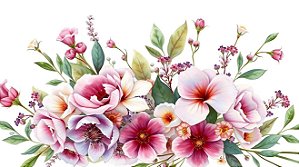 Decalques para tecido DTF Floral lilás 2 (28cm x 12cm)