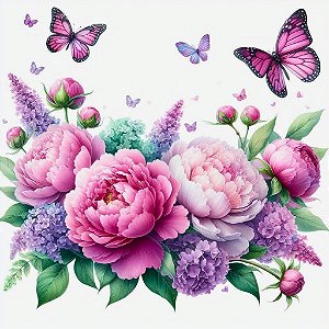 Decalques para tecido floral lilás (12cm x 12cm)