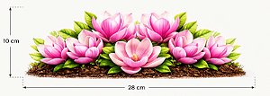 Decalques para tecido DTF Floral rosa (28cm x 10cm)