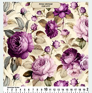 Tricoline floral para compose Lilás (55cm x 1,50)