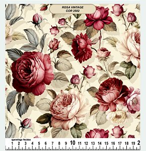 Tricoline floral para compose Bordô (55cm x 1,50)