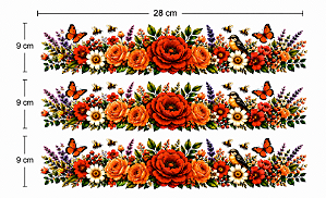 Decalques têxtil floral(3 faixas)