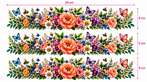 Decalques têxtil floral ( Kit com 3 faixas)