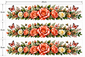 Decalques têxtil floral (3 faixas)
