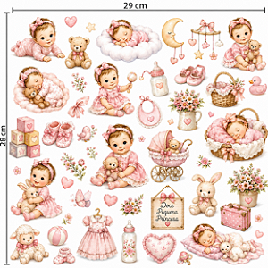 Decalques para tecido DTF, infantil, bebê (1 cartela de 29cm x 26cm )