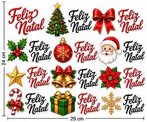 Decalques para tecido DTF tema Natal (29cm x 24cm)