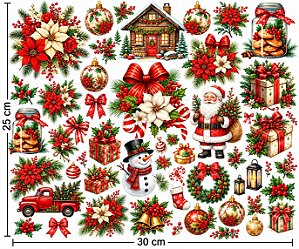 Decalques para tecido DTF, tema Natal (30cm x 25cm)
