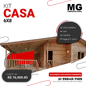 🏡 Kit casa de madeira de 6x8m