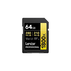 Cartão de Memória Lexar SD Professional Gold 1800X 64GB