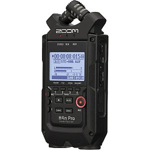 Zoom H4N Pro Black Gravador de Áudio Digital Portátil com Microfone Cápsula Onboard X/Y