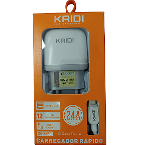 Carregador Rápido Duplo UBS/Tipo C