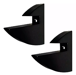 Kit 02 Suportes Bico De Tucano Plástico P/ Prateleiras - Cor Preta