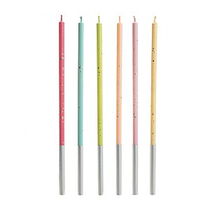 velas palito coloridas com prata