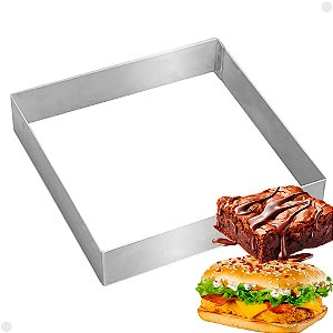 Aro Modelador em Inox Quadrado Multiuso Confeitaria Lanches Doces