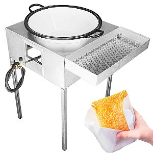 Fogão Fritador Fritadeira Galvalume Com Tacho e Escorredor