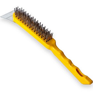 Escova de Aço com Raspador para Limpeza de Grelha Churrasco