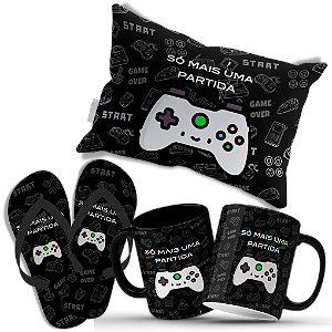 Kit Almofada, caneca e chinelo Gammer