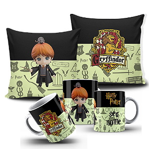 Kit almofada e caneca Harry Potter  - Ron Weasley Grifinória  Personalizada com nome
