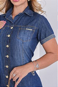 Vestido Chemise Moda Feminina Jeans Botões Casual Evangélica
