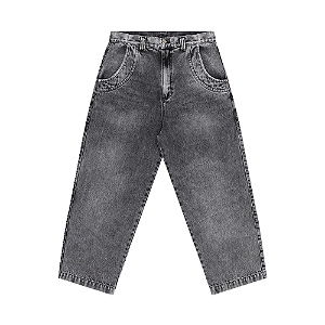 Calça Jeans MAD Enlatados Curvilínea Double Hand Desgaste Cinza