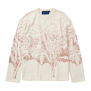 Camiseta Manga Longa Quadro Creations Trama Boxy Off White