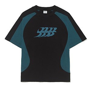 Camiseta Barra Crew B Garça Recortada Boxy Preto Azul