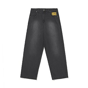 Calça Jeans Barra Crew Clássica Cinza Escuro