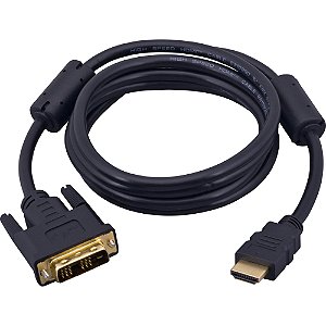 Cabo Conversor DVI-D para HDMI - 1.8 metros - Single Link - 18+1 Pinos (DVI-D M X HDMI M) - Fortrek