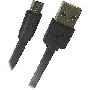 Cabo de Dados Micro USB Flat 1,8m Fortrek - UMI-401/1.8BK - Preto