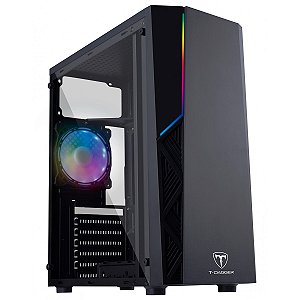 Gabinete T-Dagger Gamer RGB, Mid Tower, Lateral em Acrílico, Preto