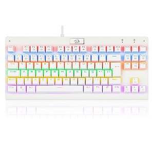 Teclado Mecânico Gamer Redragon Dark Avenger, Rainbow, Switch Brown, ABNT2, Branco Lunar White