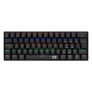 Teclado Mecânico Gamer Redragon Lakshmi, LED Rainbow, Switch Blue, ABNT2, Preto