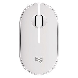 Mouse Sem Fio Logitech Pebble 2 M350s, USB Logi Bolt ou Bluetooth e Pilha Inclusa, com Clique Silencioso, Branco