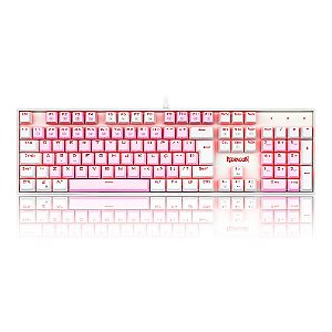 Teclado Mecânico Gamer Redragon Single Color Mitra, Switch Brown, ABNT2, Rosa e Branco