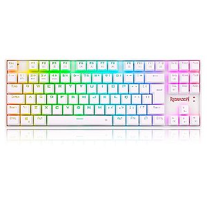 Teclado Mecânico Gamer Redragon Kumara Pro, Wireless/Bluetooth, RGB, Switch Red, ABNT2, White