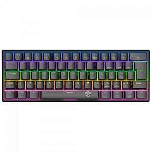 Teclado Mecânico Gamer T-Dagger Arena, Rainbow, Switch Brown, 60%, ABNT2, Preto