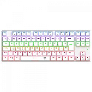 Teclado Mecânico Gamer T-Dagger Bora, Rainbow, Switch Brown, TKL, ABNT2, Branco