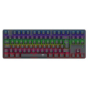 Teclado Mecânico Gamer T-Dagger Bora, Rainbow, Switch Brown, TKL, ABNT2, Preto